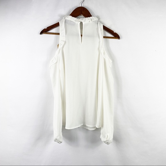CHARLIE O. by KINNUCAN'S Marjorie Long Sleeve Cold Shoulder Ruffle Blouse NWT S - Picture 6 of 6